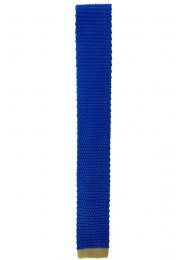 SILK BLUE WITH YELLOW KNITTED TIE